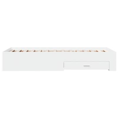 Bedframe met lades bewerkt hout wit 90x200 cm - thumbnail