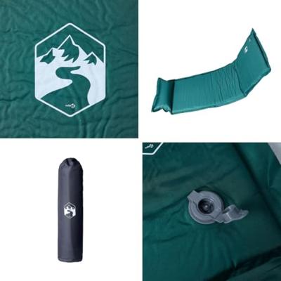 Kampeermatras met gentegreerd kussen zelfopblazend groen