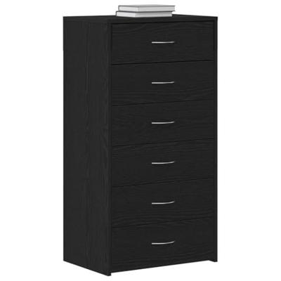 Dressoir met 6 lades 50x34x96 cm spaanplaat zwart eikenkleurig Dressoir met 6 lades 50x34x96 cm spaanplaat zwart eikenkleurig