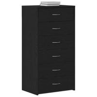 Dressoir met 6 lades 50x34x96 cm spaanplaat zwart eikenkleurig - thumbnail