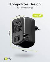 Goobay 54754 spanningstransformator AC/AC, max. 45 W, omvormer 230 V AC naar 110 V AC, omvormer voor het aansluiten van Amerikaanse apparaten op Europees stroomnet, zwart - thumbnail