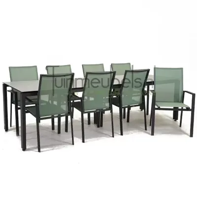 Tuinstoel Delia amandel hoge rug met GOA HPL 280 cm licht grijs