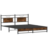 Bedframe zonder matras metaal gerookt eikenkleurig 193x203 cm - thumbnail