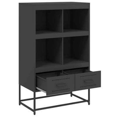 Hoge kast 68,5x39x111,5 cm koudgewalst staal zwart