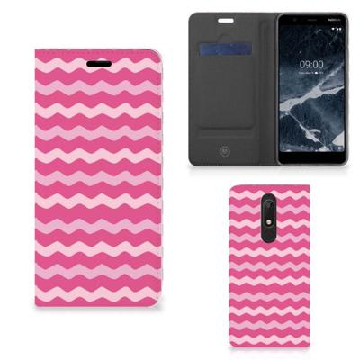 Nokia 5.1 (2018) | Hoesje met Magneet | Waves Pink Nokia 5.1 (2018) | Hoesje met Magneet | Waves Pink