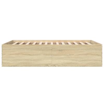 Bedframe bewerkt hout sonoma eikenkleurig 135x190 cm