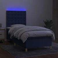 Boxspring met matras en LED stof blauw 100x200 cm - thumbnail