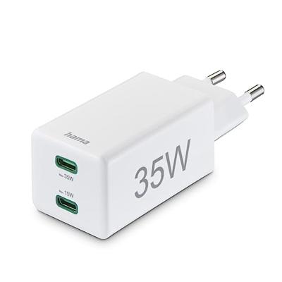 Hama Snellader 2x USB-C PD/Qualcomm® Mini-oplader 35 W Wit - thumbnail