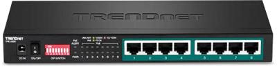 TRENDnet TPE-LG80 Gigabit PoE+ switch, 8 x PoE+ poorten, lange afstanden PoE+ uitgebreid bereik tot 200 m (656 voet), TPE-LG80