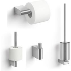 ZACK Atore toilet accessoires 4-delig geborsteld rvs ZACK Atore toilet accessoires 4-delig geborsteld rvs