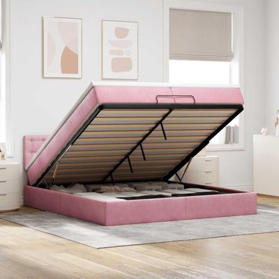 Ottoman bed met matras 200x200 cm fluweel roze