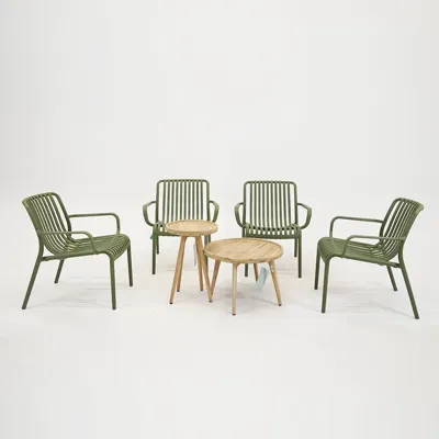 Tuinset Porto Loungestoel Groen met Melfort Bijzettafels Bistroset Tuinset Porto Loungestoel Groen met Melfort Bijzettafels Bistroset