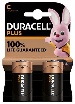 Duracell batterij Plus 100% C, blister van 2 stuks Duracell batterij Plus 100% C, blister van 2 stuks