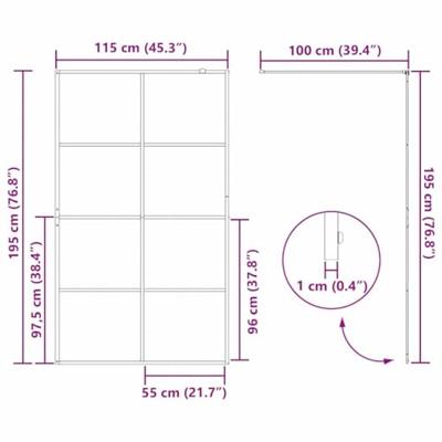 VidaXL Inloop douche wand zwart 115 x 195 cm gehard glas