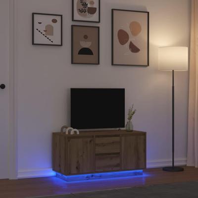 Tv-meubel met LED-verlichting 100x41x50 cm artisanaal eiken