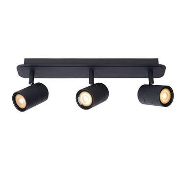 Lucide LENNERT - Plafondspot Badkamer - LED Dimb. - GU10 - 3x5W 3000K - IP44 - Zwart