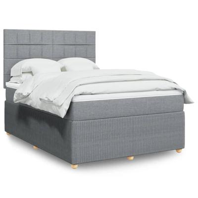 Boxspring met matras stof lichtgrijs 140x190 cm