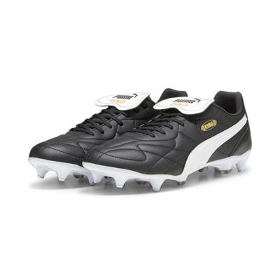 PUMA King Top IJzeren-Nop Voetbalschoenen (SG) Zwart Wit Goud PUMA King Top IJzeren-Nop Voetbalschoenen (SG) Zwart Wit Goud