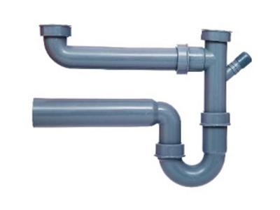 Kirchhoff ECO-SAVE Kunststof dubbele spoelbak buisvormige sifon, grijs, 1 1/2" H x 50 mm, met 3/4" apparaataansluiting - 98833449