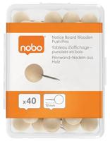 Nobo prikbordspelden met houten kop, doosje met 40 stuks - thumbnail