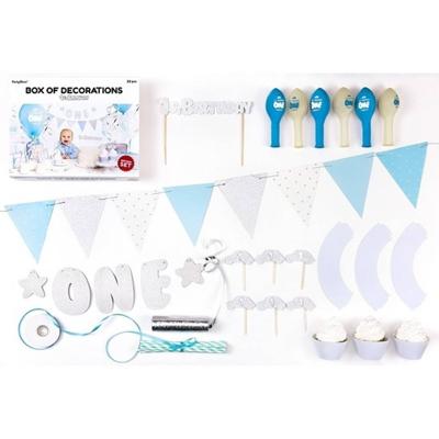 PartyDeko Feestpakket - 1e Verjaardag Blauw-Zilver PartyDeko Feestpakket - 1e Verjaardag Blauw-Zilver