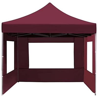 VidaXL Partytent inklapbaar met wanden 4,5x3 m aluminium wijnrood