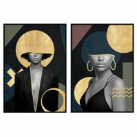 Schilderij DKD Home Decor Vrouw (83 x 4,5 x 122,5 cm) (83 x 4,5 x 123 cm) (2 Stuks) - thumbnail