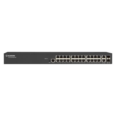 Black Box - Gigabit Ethernet (1000 Mbit/s) beheerde switch - (24) 10/100/1000 Mbit/s koper RJ45, (2) 100/1000 Mbit/s Dual Media RJ45/SFP