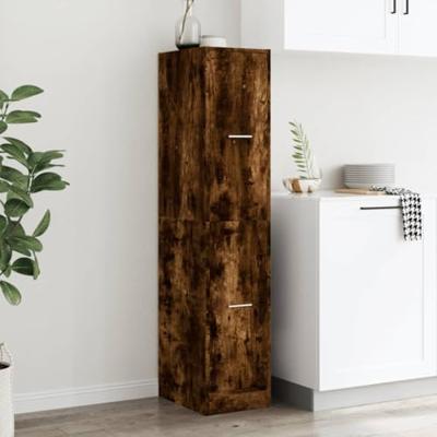 Apothekerskast 30x41x144,5 cm bewerkt hout gerookt eikenkleurig