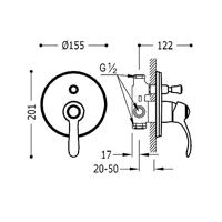 Douchekraan Tres Clasic Inbouw 1 Hendel 2-Wegs Chroom - thumbnail