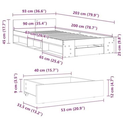 Bedframe met lade bewerkt hout sonoma eikenkleurig 90x200 cm