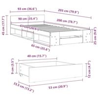 Bedframe met lade bewerkt hout sonoma eikenkleurig 90x200 cm - thumbnail