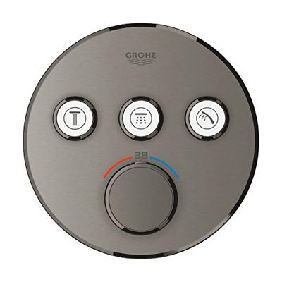 Inbouwkraan Grohe Grohtherm Smart Control Thermostaatkraan met 3-weg Omstelling Hard Graphite Geborsteld