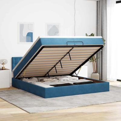 Ottoman bed met matras 200x200 cm fluweel donkerblauw