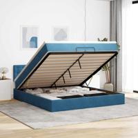 Ottoman bed met matras 200x200 cm fluweel donkerblauw - thumbnail