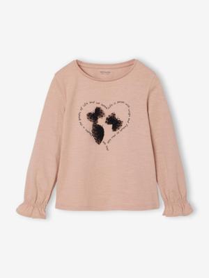 Romantisch meisjesshirt met decoratief motief roze (poederkleur) Romantisch meisjesshirt met decoratief motief roze (poederkleur)