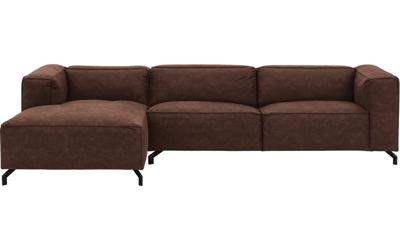 Goossens Bank Calvin bruin, micro leer, 3,5-zits, modern design