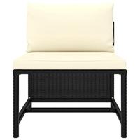 5-delige Loungeset met kussens poly rattan zwart - thumbnail