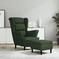 Fauteuil met voetenbank fluweel donkergroen - thumbnail