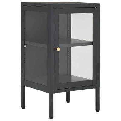VidaXL Dressoir 38x35x70 cm staal en glas antracietkleurig