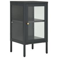 VidaXL Dressoir 38x35x70 cm staal en glas antracietkleurig - thumbnail