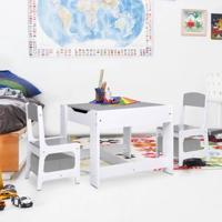 VidaXL Kindertafel met 2 stoelen mdf wit - thumbnail