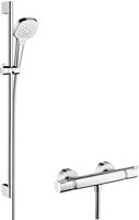 Hansgrohe Croma Select E Vario / Ecostat Comfort douchecombinatie 90cm Wit-Chroom - thumbnail