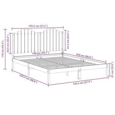 Bedframe extra lang zonder matras massief hout 140x220 cm