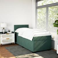 Boxspring met matras fluweel donkergroen 80x200 cm - thumbnail