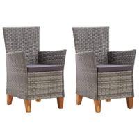Tuinstoelen 2 st met kussens poly rattan grijs - thumbnail