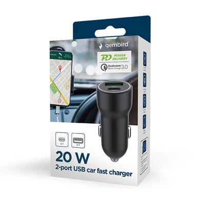Auto oplader GEMBIRD TA-UC-A2PDQC20-CAR-01 - thumbnail