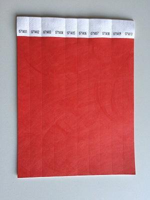 Toegangsbandjes kleur rood 100 stuks