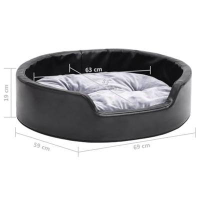 VidaXL Hondenmand 69x59x19 cm pluche en kunstleer zwart en grijs