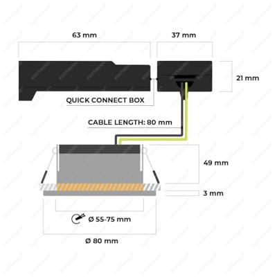 Set van 6 Nola LED inbouwspots - Lage inbouwdiepte (49mm) - 5 Watt 480 lumen - 2700K warm wit - Dimbaar - Rond - IP65 waterdicht voor binnen, buiten en badkamer - Zwart